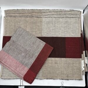 Pier 1 One Imports Set of 4 Placemats and Napkins Red Asian Crackle Color Block